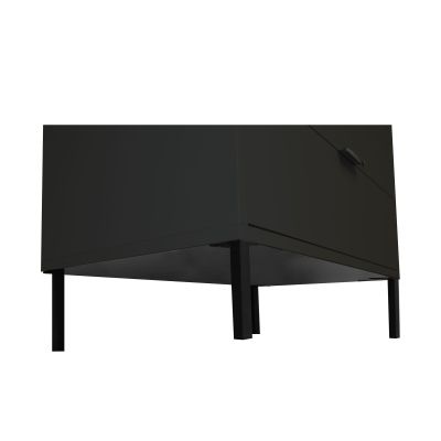 Schwarzes Fußset aus Metall mit vier stabilen Beinen, montiert unter einem Möbelstück für sicheren Stand und modernes Design