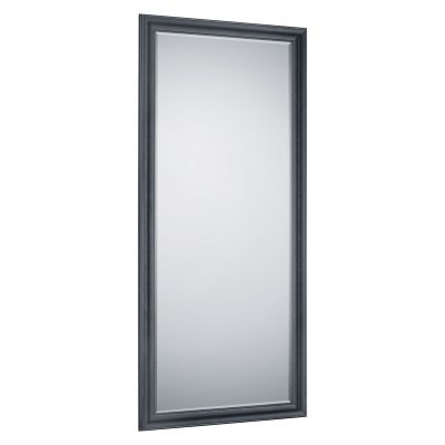 Spiegel Mia in Schwarz, freigestellt in vollständiger Ansicht; zu sehen ist die hohe rechteckige Spiegelfläche mit kräftigem glattem Rahmen; Maße ca. 80 x 180 x 4 cm.