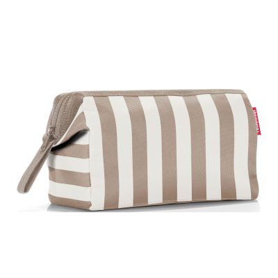 Beige-weiße Reisenthel Kosmetiktasche mit Reißverschluss und Streifenmuster