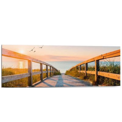 Frontansicht des Wandbilds „Beach Boardwalk“ in Orange, Größe 30 × 90 cm; das vollständige Motiv ist zu sehen.