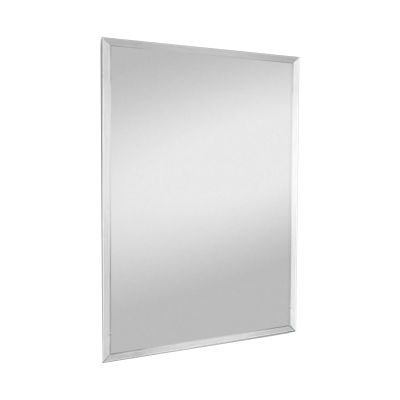 Facettenspiegel Rosi, freigestellt in vollständiger Ansicht; zu sehen ist die rechteckige Facettenspiegel-Fläche mit abgeschrägter Spiegelkante; Maße ca. 60 x 80 x 0,4 cm.