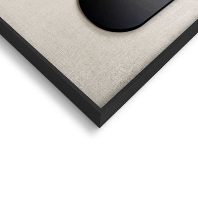 Detailaufnahme einer Ecke des Wandbilds „Organic Blocks Linen Black“, 50 × 70 cm; Oberfläche, Kante und Materialstärke sind sichtbar.