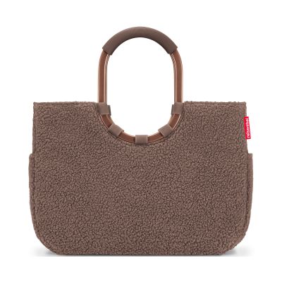 Shopper mit Ringgriffen von Reisenthel, Modell Loopshopper L, in Schokoladenbraun aus Teddyfleece, von hinten mit ovalen Ringgriffen