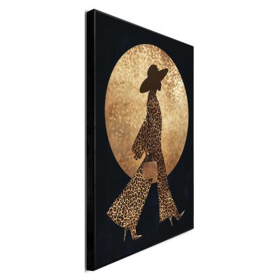 Seitliche Schrägansicht des Wandbilds „Walking Lady“, 30 × 40 cm; Profil, Kante und Tiefe des Bildes sind erkennbar.