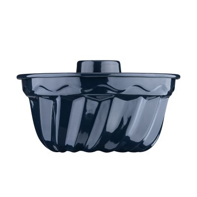 Seitenansicht der Emaille Gugelhupfform 18 cm von Dr Oetker mit gewelltem Rand