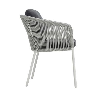 Dining Sessel Alu String-Flex white-grey / Bombay anthracite inkl. Rückenkissen