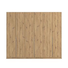 Breiter Kleiderschrank in Eiche Artisan mit sechs Türen und glatter Front im minimalistischen Design