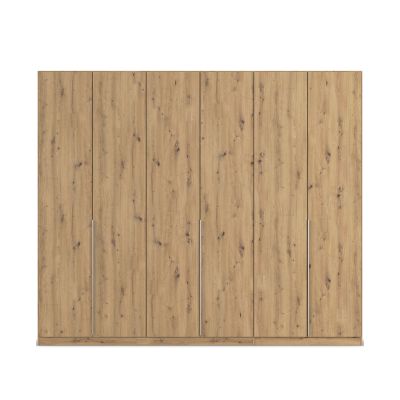 Breiter Kleiderschrank in Eiche Artisan mit sechs Türen und glatter Front im minimalistischen Design