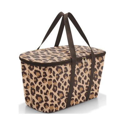 Reisenthel Kühltasche mit braunem Leopardenmuster, langen Tragegriffen und umlaufendem Reißverschluss auf hellem Hintergrund