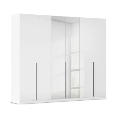Drehtürenschrank 6-türig 2 Spiegeltüren Hochglanz weiß