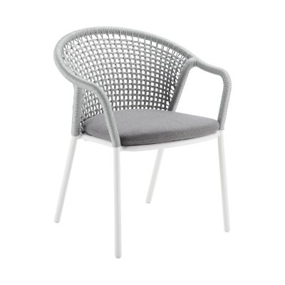 Stapelsessel Alu String-Flex white-grey / anthracite inkl. Sitzpolster