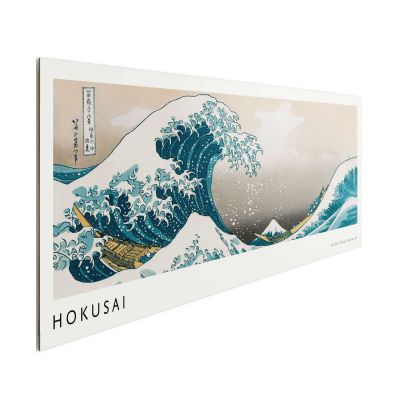 Seitliche Schrägansicht des Wandbilds „The Great Wave“, 52 × 156 cm; Profil, Kante und Tiefe des Bildes sind erkennbar.