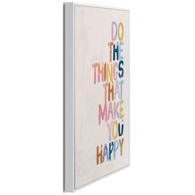 Seitliche Schrägansicht des Wandbilds „Happy Things“, 20 × 30 cm; Profil, Kante und Tiefe des Bildes sind erkennbar.
