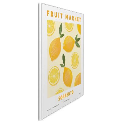 Seitliche Schrägansicht des Wandbilds „Sorrento Lemons“, 40 × 50 cm; Profil, Kante und Tiefe des Bildes sind erkennbar.