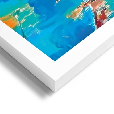 Detailaufnahme einer Ecke des Wandbilds „Zebra Bath“, 50 × 70 cm; Oberfläche, Kante und Materialstärke sind sichtbar.