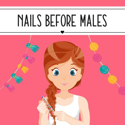 Drei Nagelfeilen mit Lama- und Streifenmotiven, in einer rosa Illustration zum Nägelfeilen gezeigt.