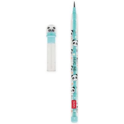 Türkiser Stapelbleistift mit Panda-Radierer, mit separat liegendem Radierer-Endstück neben dem Stift gezeigt.