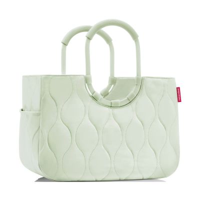 Shopper mit Ringgriffen von Reisenthel, Modell Loopshopper L, in Hellgrün mit Steppstruktur, frontal mit zwei ovalen Ringgriffen