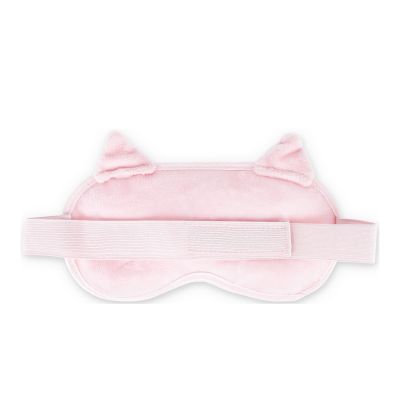 Rosa Gel-Augenmaske im Katzen-Design, flach von hinten mit querliegendem Halteband dargestellt.