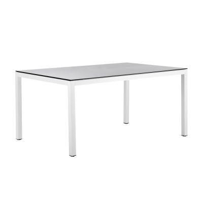 Tisch 160 x 100 cm Alu white / HPL 3D Standard - volcano off-white 160x100 cm