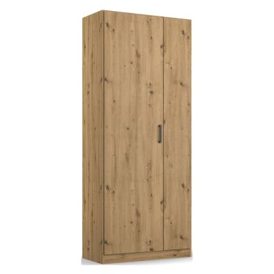 Drehtürenschrank im Dekor Eiche Artisan, schräge Ansicht, zwei Drehtüren sichtbar