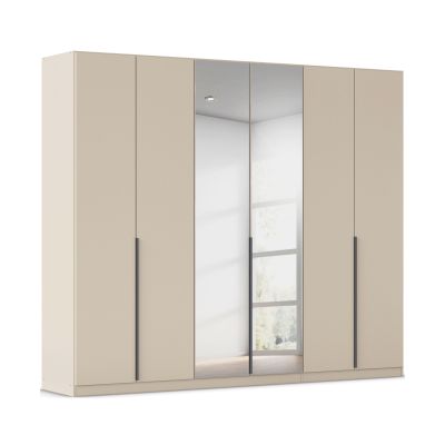 Drehtürenschrank 6-türig 2 Spiegeltüren Spiegel/Glas teilaufgelegt champagner