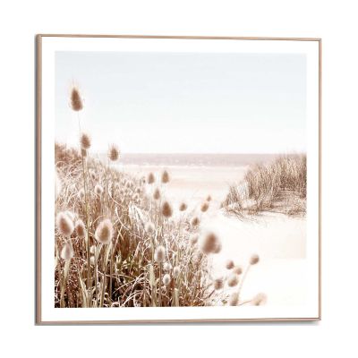 Frontansicht des Wandbilds „Dune Beach“ in Beige, Größe 50 × 50 cm; das vollständige Motiv ist zu sehen.