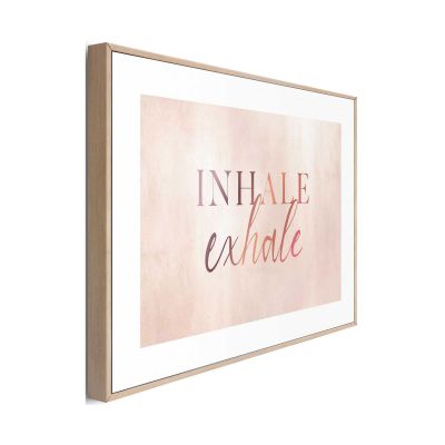 Seitliche Schrägansicht des Wandbilds „Inhale Exhale“, 20 × 30 cm; Profil, Kante und Tiefe des Bildes sind erkennbar.