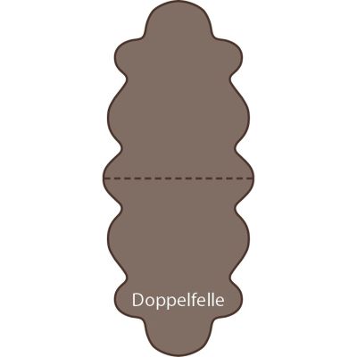 Braune schematische Fellkontur mit gestrichelter Querlinie und der Beschriftung „Doppelfelle“ im unteren Bereich.