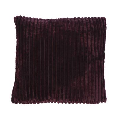 Quadratisches Komplettkissen Modell Cord in Brombeere, ca. 50 × 50 cm.