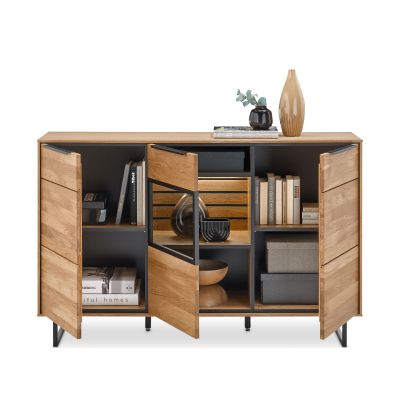 Sideboard Musterring Set One Jackson mit geöffneten Türen beleuchtetem Fach und strukturierter Aufbewahrung