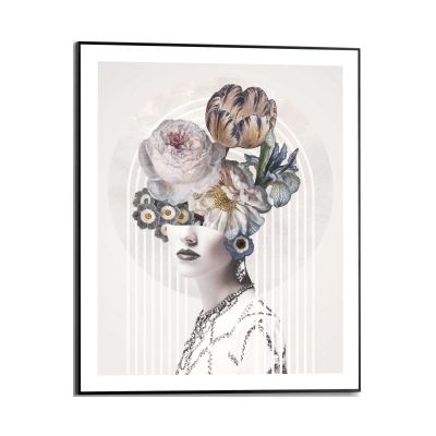 Frontansicht des Wandbilds „Graphic Female“ in Beige, Größe 40 × 50 cm; das vollständige Motiv ist zu sehen.