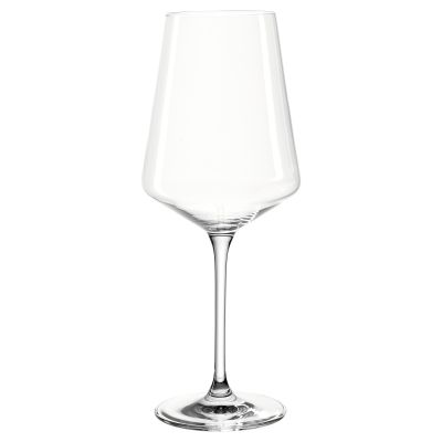 Weißweinglas aus klarem Glas mit schlankem Stiel und bauchigem Kelch