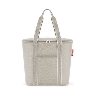 Beige Reisenthel Thermotasche mit langen Schulterhenkeln, Reißverschluss und dezentem Fischgrätdesign