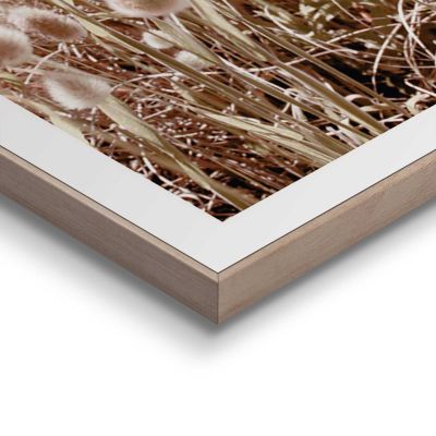 Detailaufnahme einer Ecke des Wandbilds „Dune Beach“, 50 × 50 cm; Oberfläche, Kante und Materialstärke sind sichtbar.