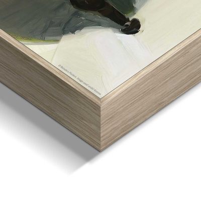 Detailaufnahme einer Ecke des Wandbilds „Napping Beauty“, 50 × 40 cm; Oberfläche, Kante und Materialstärke sind sichtbar.