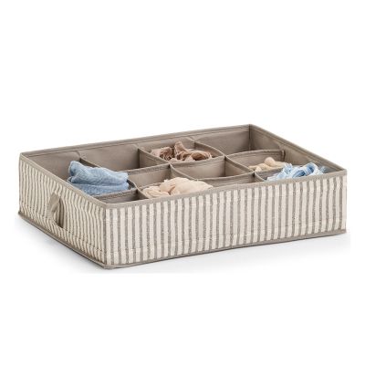 Zusätzliche Ansicht: Zeller Aufbewahrungsbox "Stripes"; Farbe beige; Material Vlies; Ausführung: 12 Fächer; Maße ca. 44 × 34 × 11 cm.
