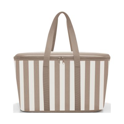 Isolierte Einkaufstasche von Reisenthel mit breiten Streifen in Beige und Weiß