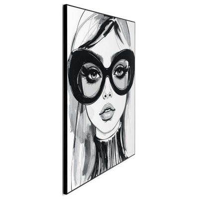 Seitliche Schrägansicht des Wandbilds „Fashion Glasses“, 50 × 70 cm; Profil, Kante und Tiefe des Bildes sind erkennbar.