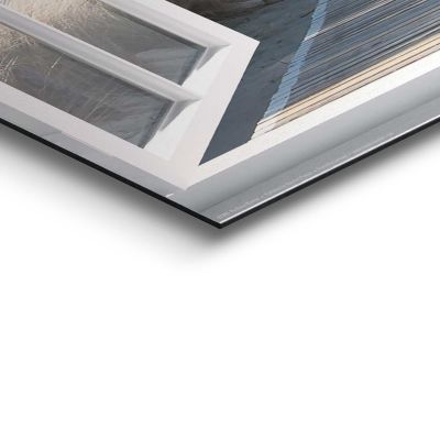 Detailaufnahme einer Ecke des Wandbilds „Northsea Window“, 40 × 50 cm; Oberfläche, Kante und Materialstärke sind sichtbar.