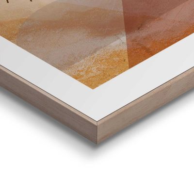 Detailaufnahme einer Ecke des Wandbilds „Abstract Sun“, 20 × 30 cm; Oberfläche, Kante und Materialstärke sind sichtbar.
