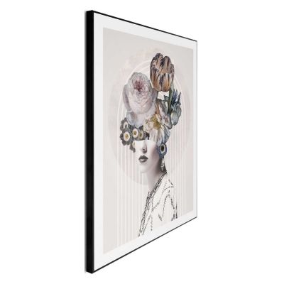 Seitliche Schrägansicht des Wandbilds „Graphic Female“, 40 × 50 cm; Profil, Kante und Tiefe des Bildes sind erkennbar.