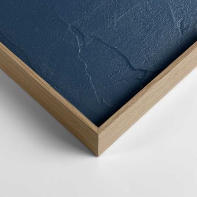 Detailaufnahme einer Ecke des Wandbilds „Saturn - blue“, 70 × 100 cm; Oberfläche, Kante und Materialstärke sind sichtbar.