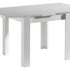 Der weiße rechteckige Auszugtisch von Möbel Gruber zeichnet sich durch ein klares, minimalistisches Design aus.